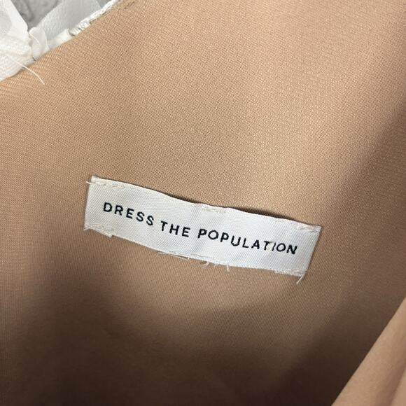 Dress the Population Size L Audrey Spaghetti Strap Midi A-line 3D Floral Ivory - Picture 6 of 8